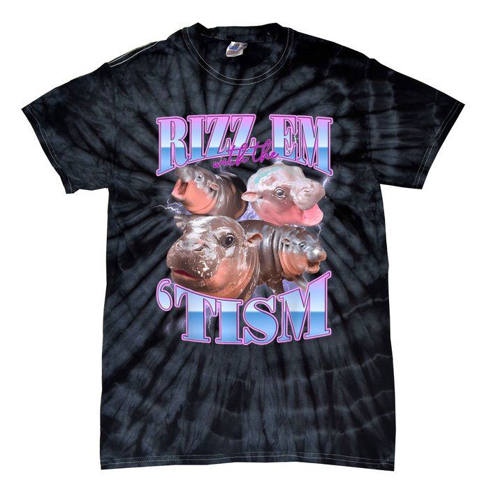 Rizz Em With The Tism Meme Moo Deng Tie-Dye T-Shirt