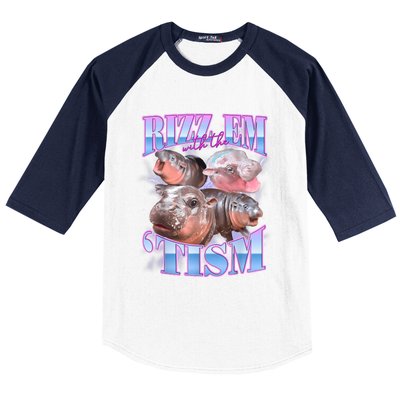 Rizz Em With The Tism Meme Moo Deng Baseball Sleeve Shirt