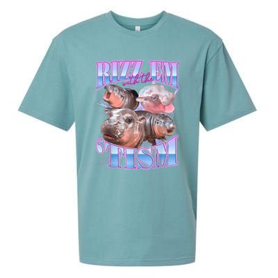 Rizz Em With The Tism Meme Moo Deng Sueded Cloud Jersey T-Shirt