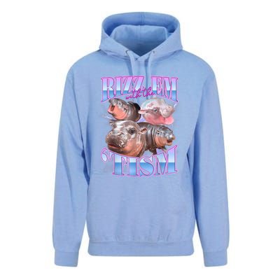 Rizz Em With The Tism Meme Moo Deng Unisex Surf Hoodie