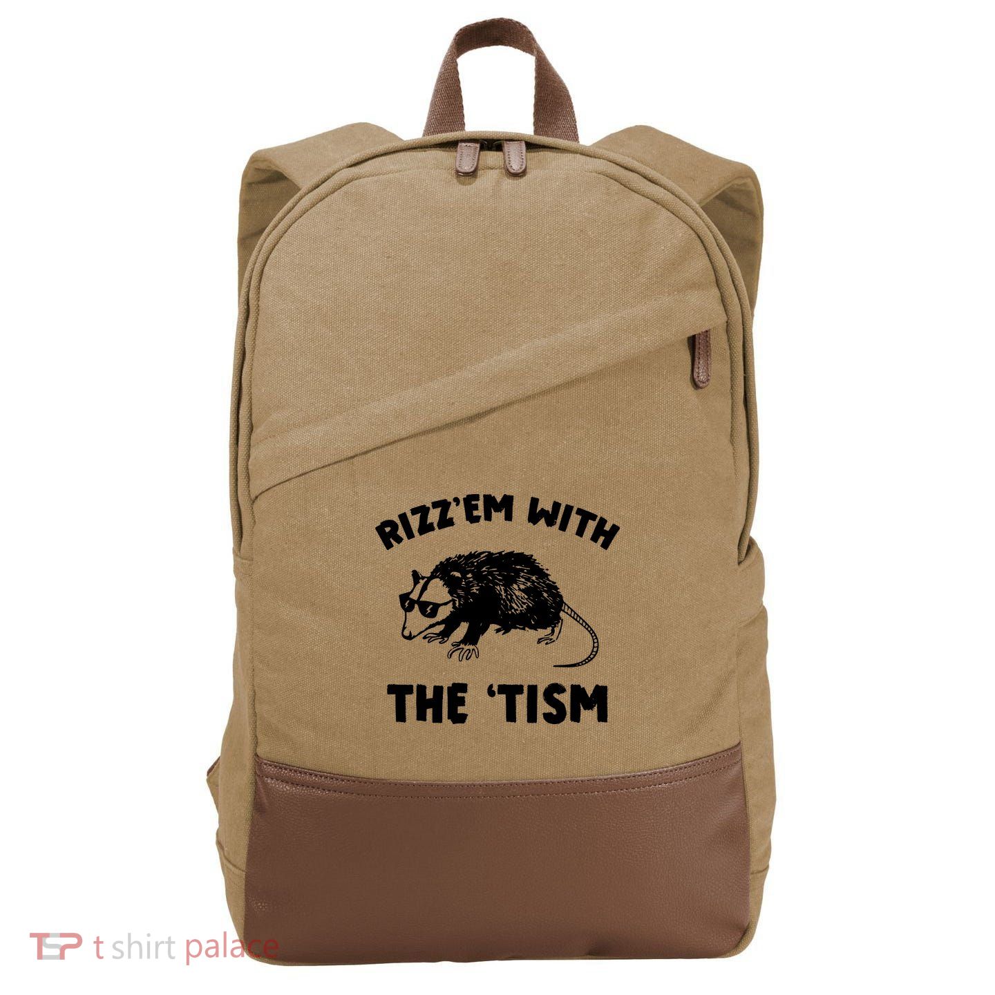 Rizz Em With The Tism Neurodivergent Autism Awareness Cotton Canvas Backpack