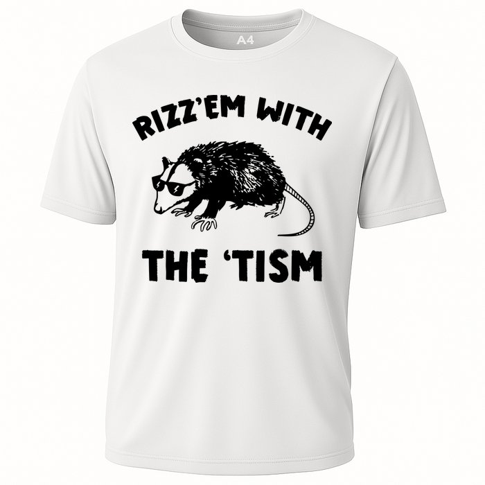 Rizz Em With The Tism Neurodivergent Autism Awareness Cooling Performance Crew T-Shirt