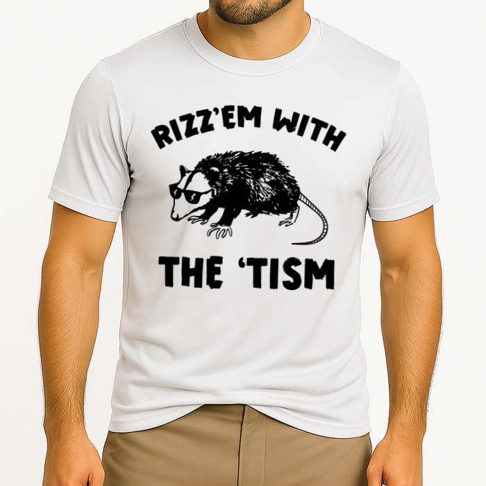 Rizz Em With The Tism Neurodivergent Autism Awareness Cooling Performance Crew T-Shirt