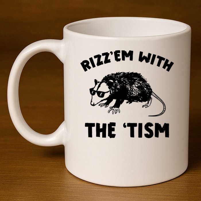 Rizz Em With The Tism Neurodivergent Autism Awareness 11oz C Handle Ceramic Mug