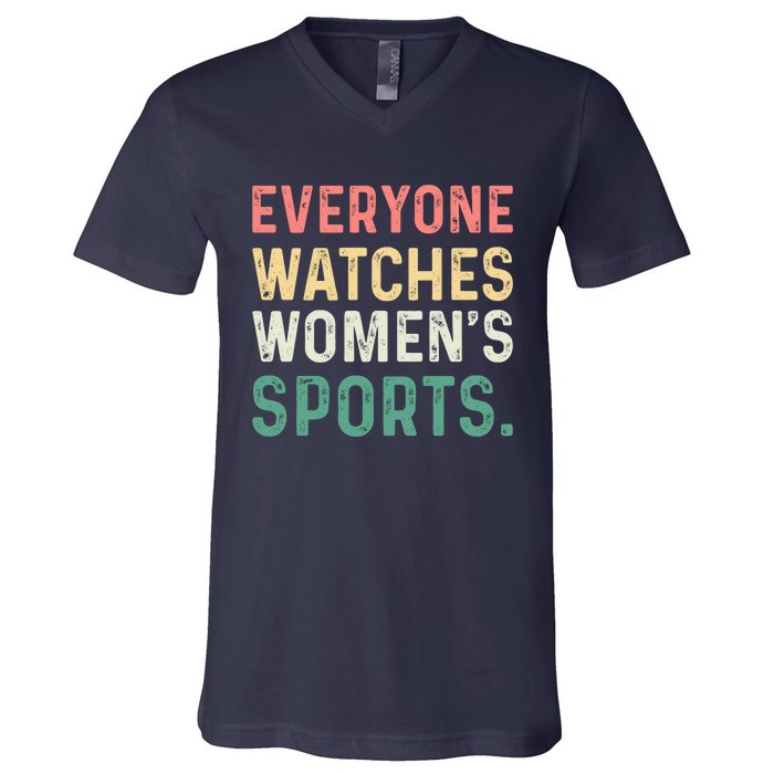 Retro Everyone Watches Womens Sports V-Neck T-Shirt