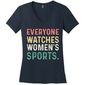 Retro Everyone Watches Womens Sports Women's V-Neck T-Shirt