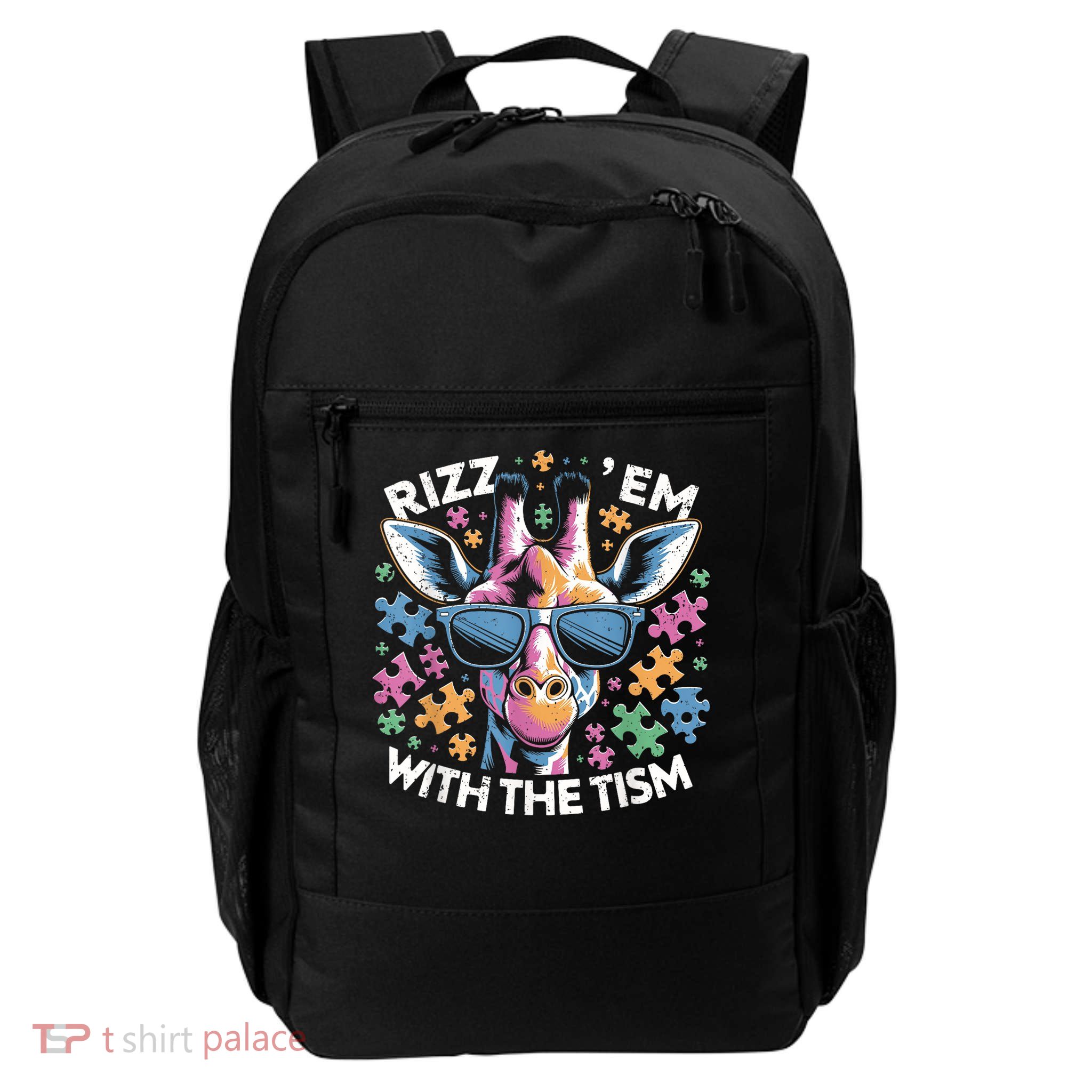 Rizz em with the tism Autistic Funny Autism Awareness Month Daily Commute Backpack
