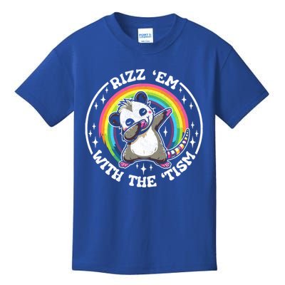 Rizz Em With The Tism Autism Funny Meme Autistic Opossum Gift Kids T-Shirt