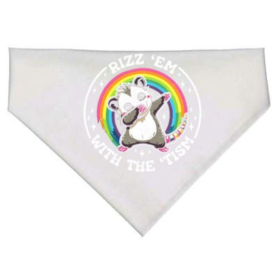 Rizz Em With The Tism Autism Funny Meme Autistic Opossum Gift USA-Made Doggie Bandana