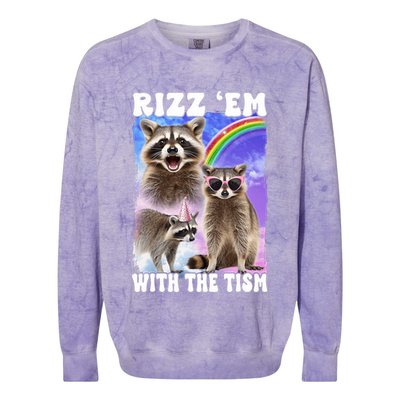 Rizz Em With The Tism Rizzler Ohio Rizz Colorblast Crewneck Sweatshirt