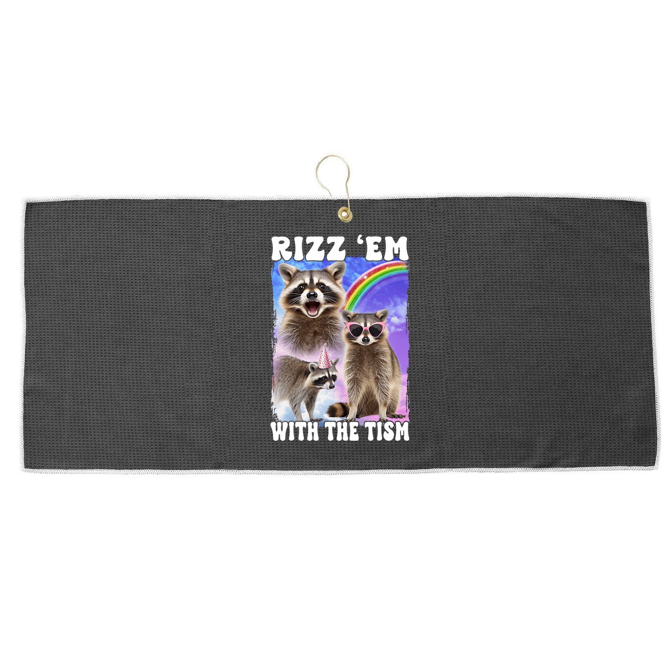Rizz Em With The Tism Rizzler Ohio Rizz Large Microfiber Waffle Golf Towel