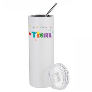 Rizz Em With The Tism Funny Autism Awareness Autistic Quote Cool Gift Stainless Steel Tumbler