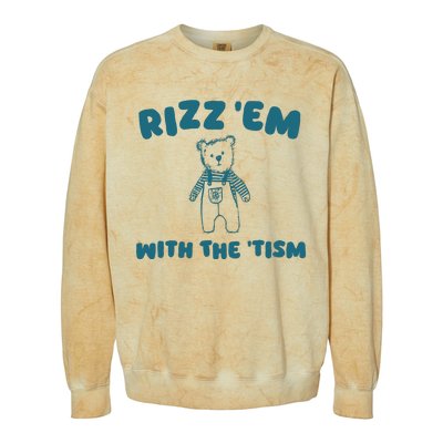 Rizz Em With The Tism Colorblast Crewneck Sweatshirt