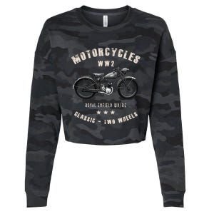 Royal Enfield Wdre Classic Motorcycle Ww2 Cropped Pullover Crew