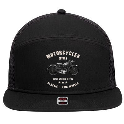 Royal Enfield Wdre Classic Motorcycle Ww2 7 Panel Mesh Trucker Snapback Hat