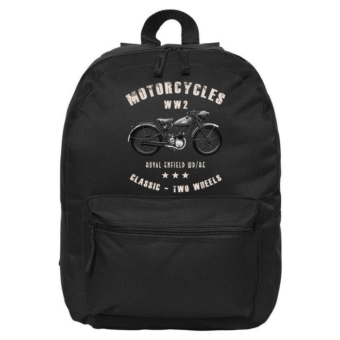 Royal Enfield Wdre Classic Motorcycle Ww2 16 in Basic Backpack