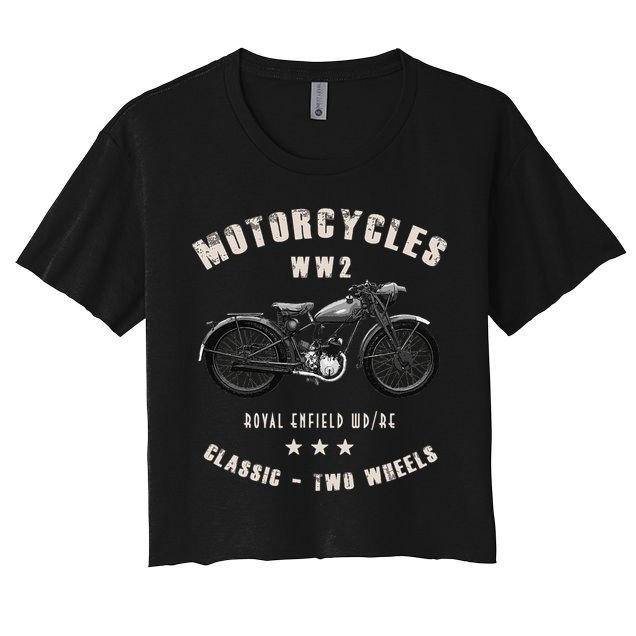 Royal Enfield Wdre Classic Motorcycle Ww2 Women's Crop Top Tee