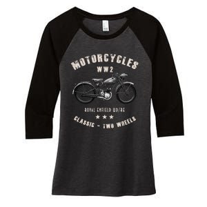 Royal Enfield Wdre Classic Motorcycle Ww2 Women's Tri-Blend 3/4-Sleeve Raglan Shirt