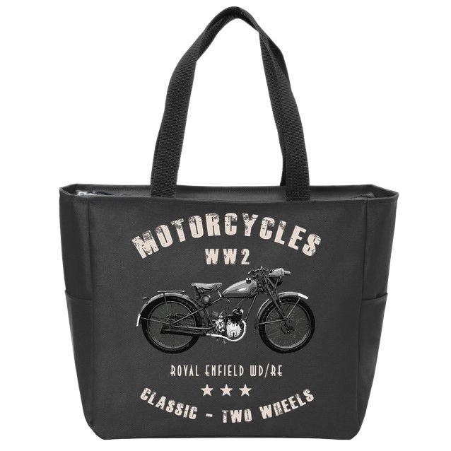 Royal Enfield Wdre Classic Motorcycle Ww2 Zip Tote Bag