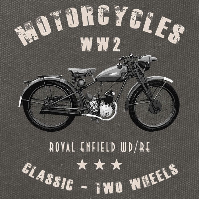 Royal Enfield Wdre Classic Motorcycle Ww2 Cotton Canvas Backpack