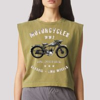 Royal Enfield Wdre Classic Motorcycle Ww2 Garment-Dyed Women's Muscle Tee