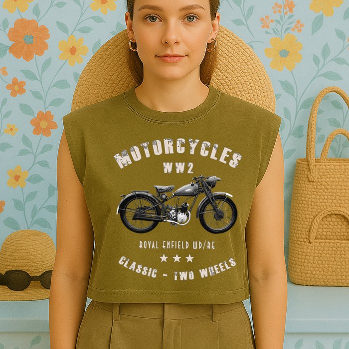 Royal Enfield Wdre Classic Motorcycle Ww2 Garment-Dyed Women's Muscle Tee