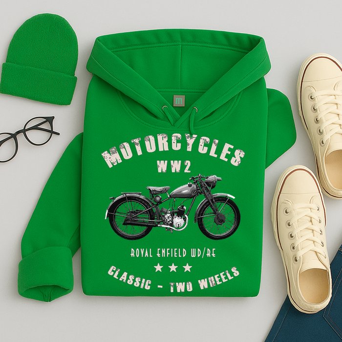Royal Enfield Wdre Classic Motorcycle Ww2 Hoodie