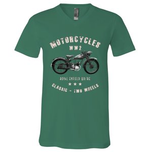 Royal Enfield Wdre Classic Motorcycle Ww2 V-Neck T-Shirt