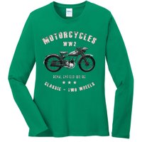 Royal Enfield Wdre Classic Motorcycle Ww2 Ladies Long Sleeve Shirt