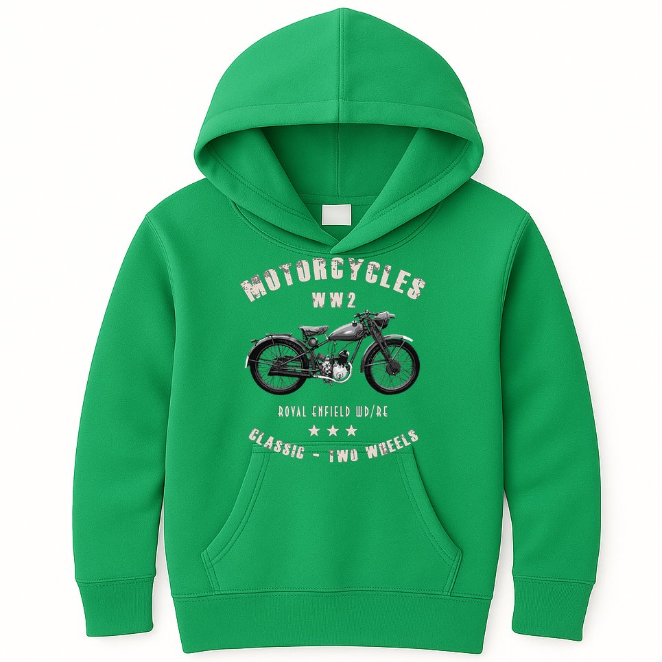 Royal Enfield Wdre Classic Motorcycle Ww2 Kids Hoodie
