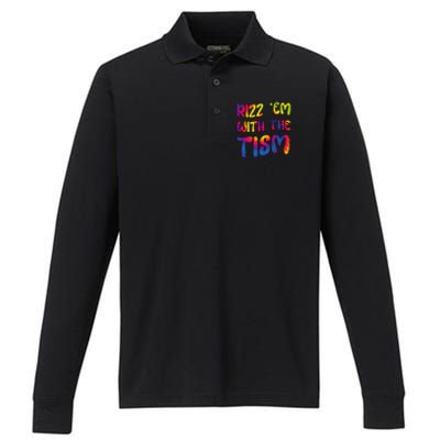 Rizz Em With The Tism Funny Autism Meme Autistic Cute Gift Performance Long Sleeve Polo