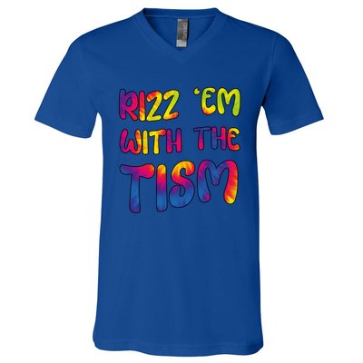 Rizz Em With The Tism Funny Autism Meme Autistic Cute Gift V-Neck T-Shirt