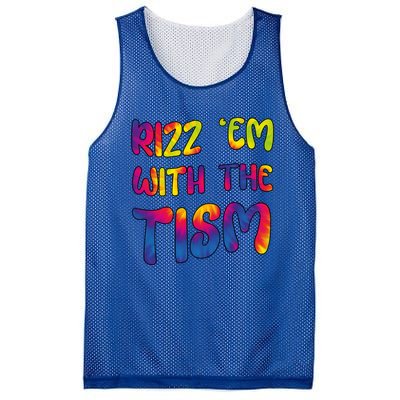 Rizz Em With The Tism Funny Autism Meme Autistic Cute Gift Mesh Reversible Basketball Jersey Tank