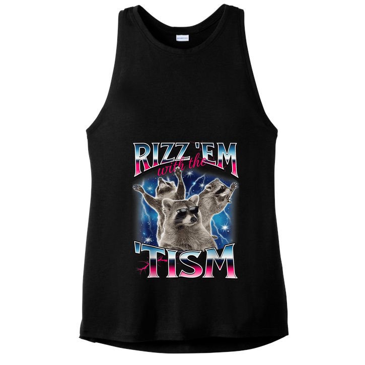 Rizz Em With The Tism Meme Autistic Raccoon Funny Ladies PosiCharge Tri-Blend Wicking Tank