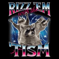 Rizz Em With The Tism Meme Autistic Raccoon Funny Wool Snapback Cap