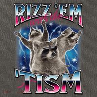 Rizz Em With The Tism Meme Autistic Raccoon Funny Cotton Canvas Backpack