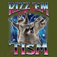 Rizz Em With The Tism Meme Autistic Raccoon Funny Sustainable Bucket Hat