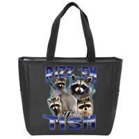 Rizz Em With The Tism Meme Autistic Racoon Funny Autism Zip Tote Bag