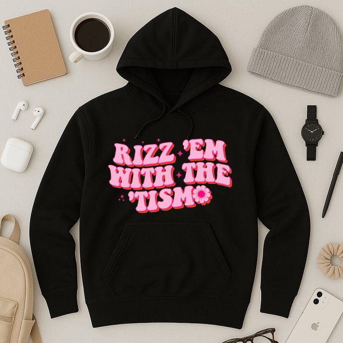 Rizz Em With The Tism Groovy Autism Awareness Neurodiversit Hoodie