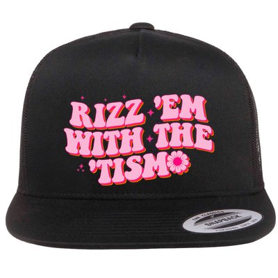 Rizz Em With The Tism Groovy Autism Awareness Neurodiversit Flatbill Hat