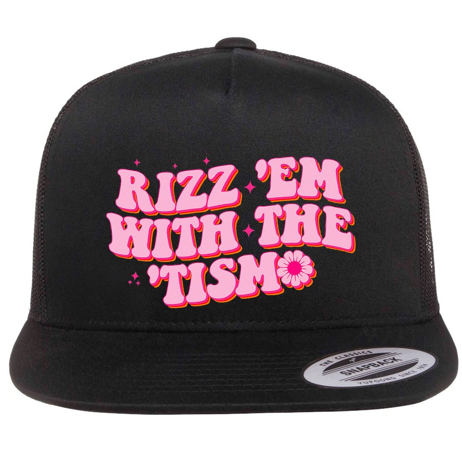 Rizz Em With The Tism Groovy Autism Awareness Neurodiversit Flatbill Hat