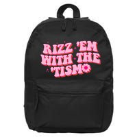 Rizz Em With The Tism Groovy Autism Awareness Neurodiversit 16 in Basic Backpack