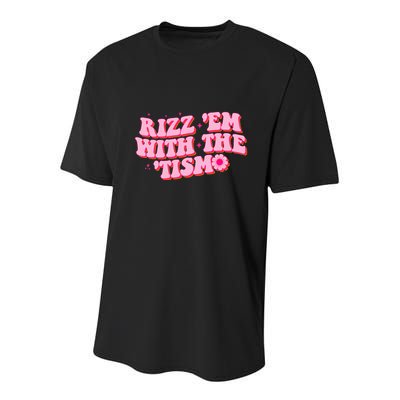 Rizz Em With The Tism Groovy Autism Awareness Neurodiversit Youth Performance Sprint T-Shirt