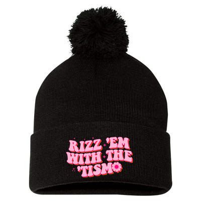 Rizz Em With The Tism Groovy Autism Awareness Neurodiversit Pom Pom 12in Knit Beanie