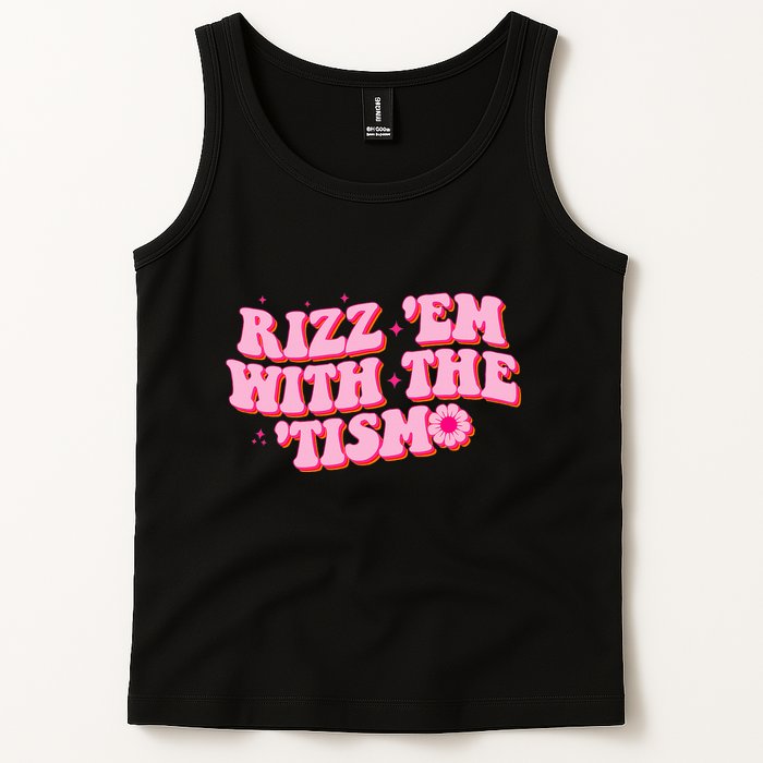 Rizz Em With The Tism Groovy Autism Awareness Neurodiversit Tank Top