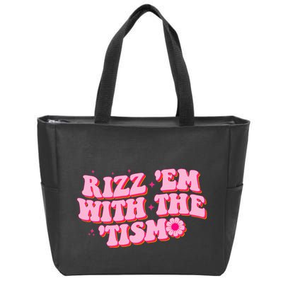 Rizz Em With The Tism Groovy Autism Awareness Neurodiversit Zip Tote Bag