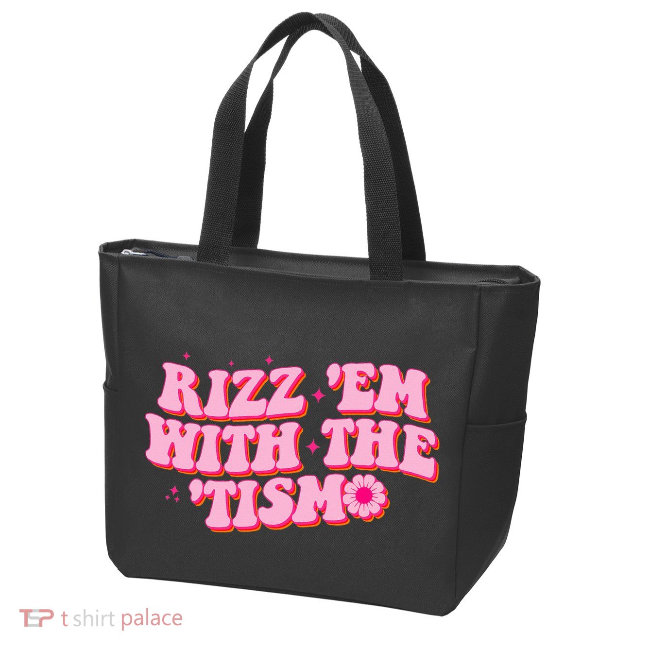 Rizz Em With The Tism Groovy Autism Awareness Neurodiversit Zip Tote Bag
