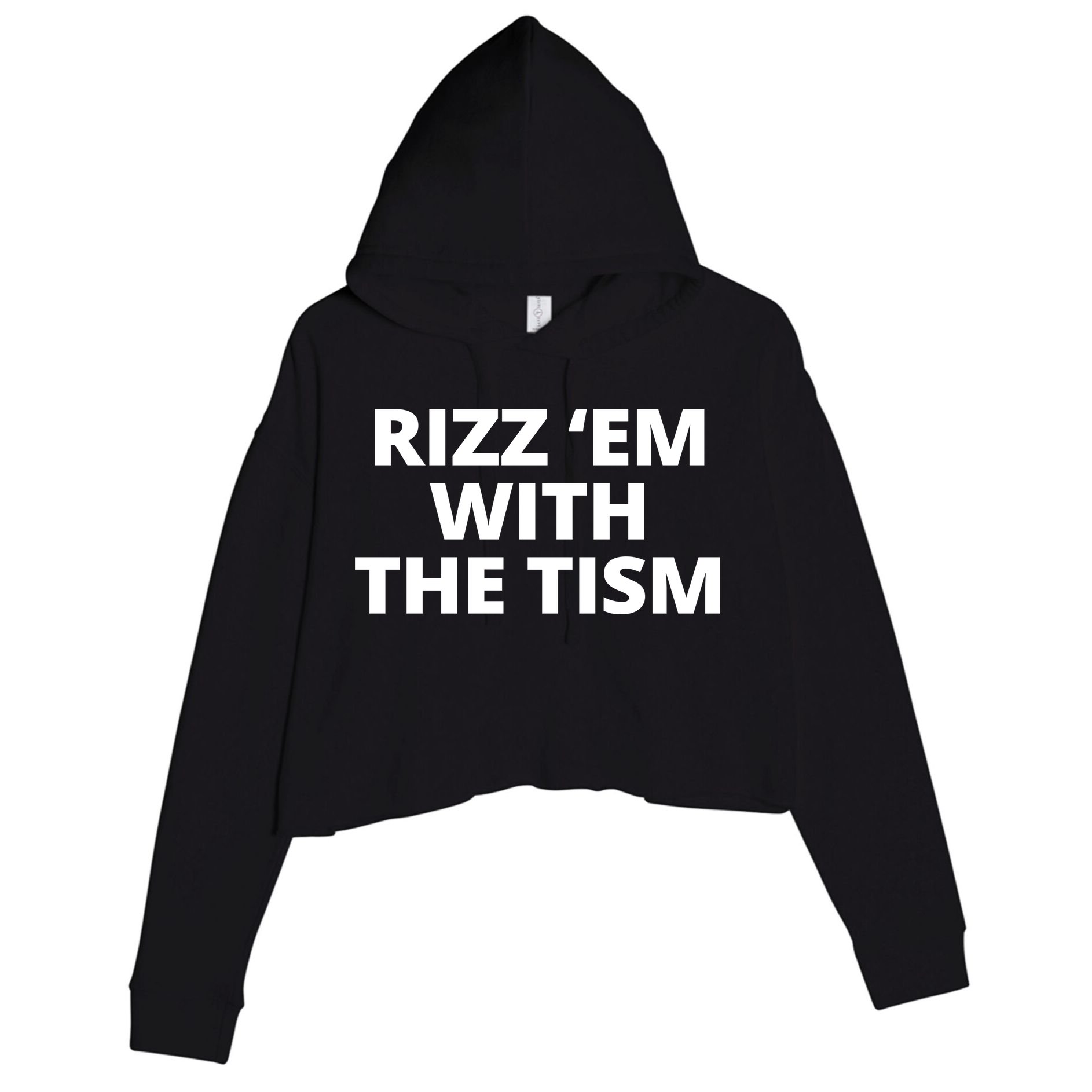 Rizz Em With The Tism Autism Crop Fleece Hoodie
