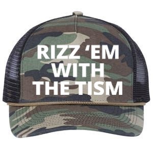 Rizz Em With The Tism Autism Retro Rope Trucker Hat Cap