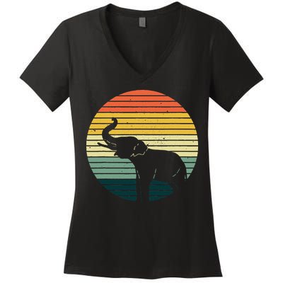 Retro Elephant Wildlife Vintage Africa Elephant Women's V-Neck T-Shirt